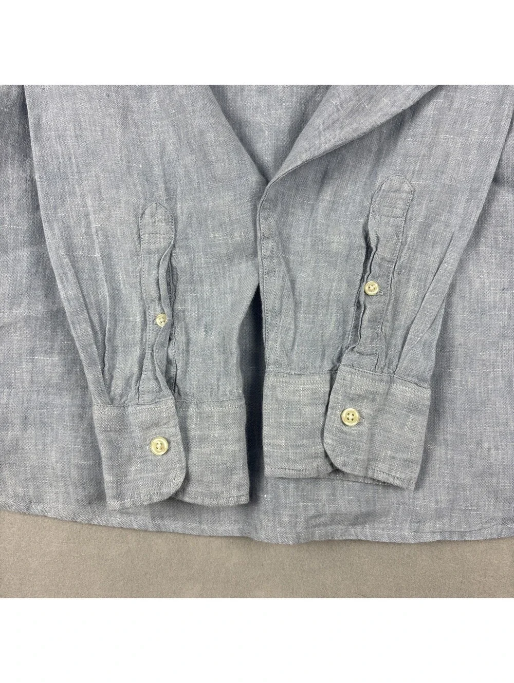 J.Crew Linen Shirt Mens Large Blue Cotton Blend Slim Fit Long Sleeve Button Down